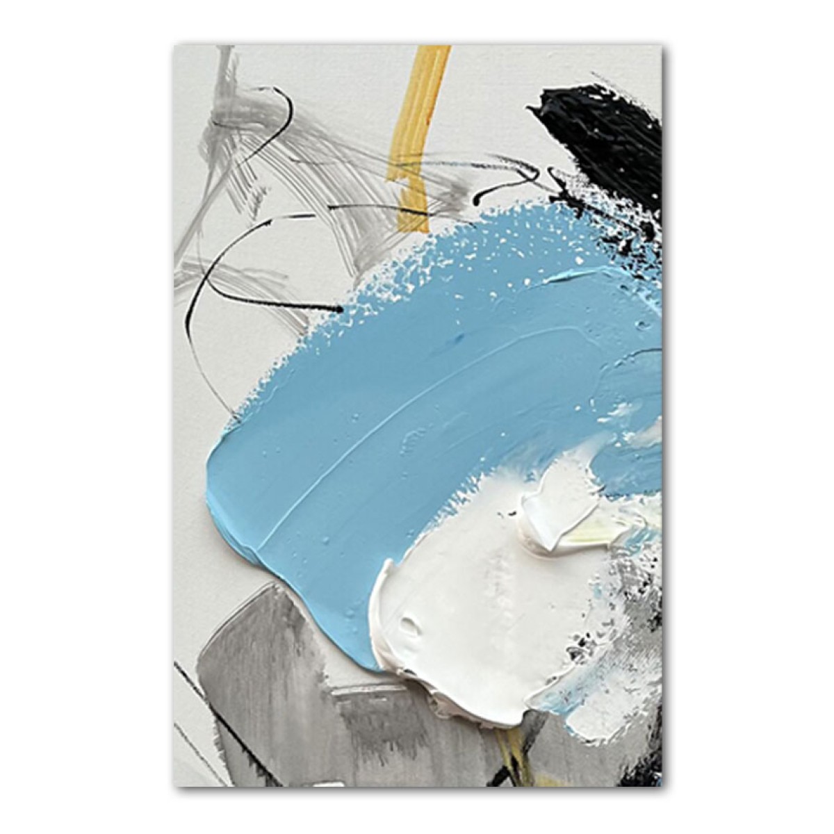 Abstract Baby Blue White 3d Heavy Textured Partial Oil Painting